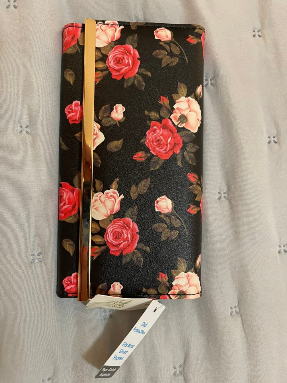 NWT Time & Tru Piper Clutch Wallet | Black Rose Floral | RFID Protection - Picture 5 of 7